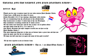 Pink Panther Radio Info.